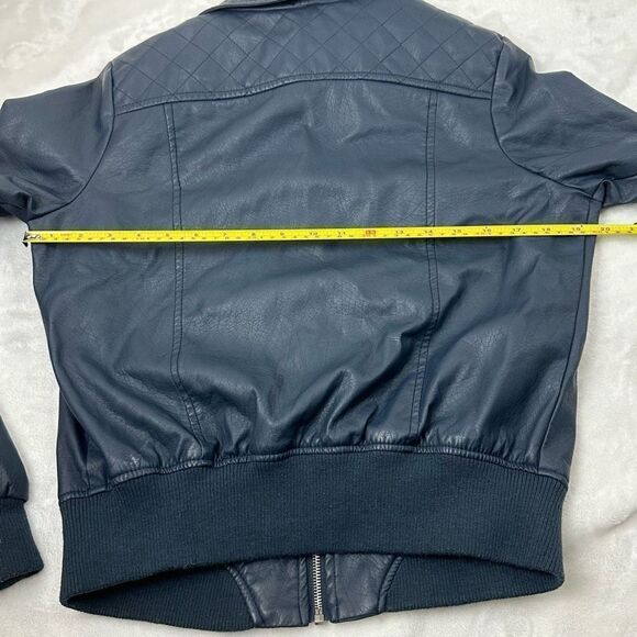 I.B. Diffusion Faux Leather Jacket Women's Size M Black Moto Style - Picture 10 of 11